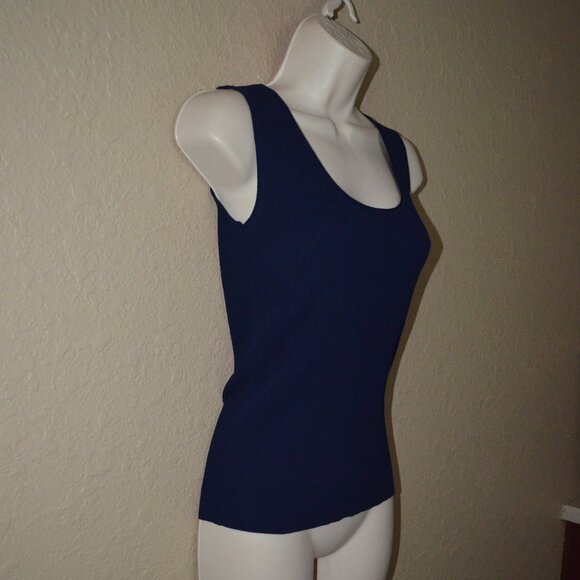 NWT $245 Sz S Walk of Shame Navy Ribbed Scoop Neck Tank Top - Picture 4 of 6